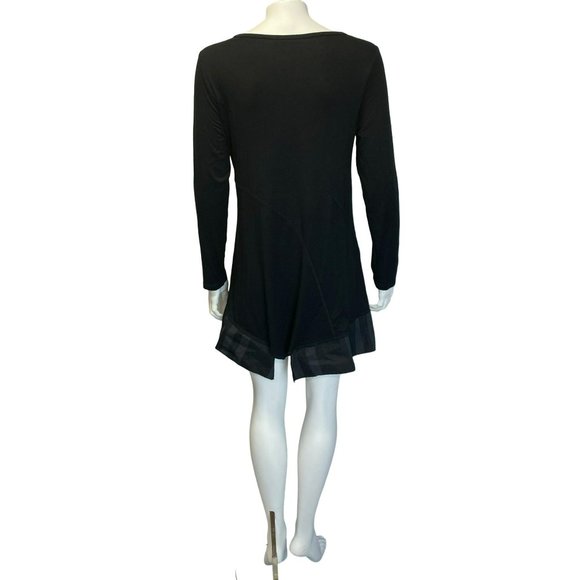 Sun Kim Black Lagenlook Artsy Asymmetrical Tunic Dress Size Small Top Blouse - Picture 8 of 8